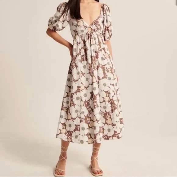 Abercrombie Floral Puff Sleeve Dress- size small - Picture 2 of 5